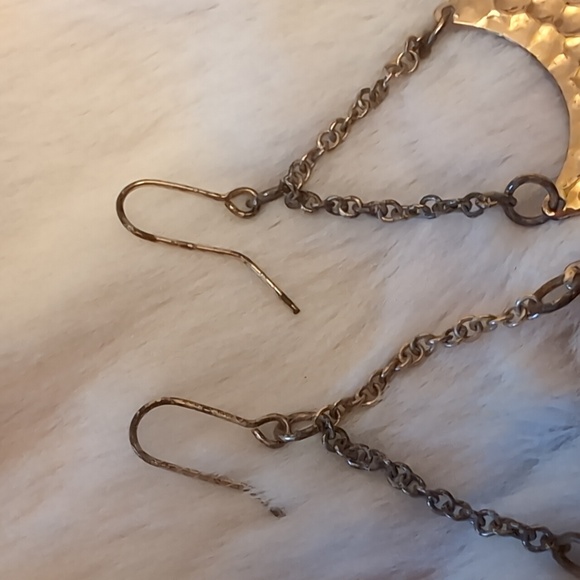 Vintage 80s Gold Toned Glam Statement Drop Dangle Earrings Textured Pattern - Picture 10 of 10